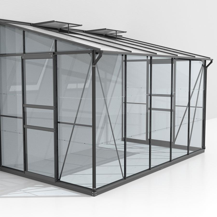 Vitavia Anlehngewächshaus Osiris Tomatenhaus Kombiverglasung Schwarz, 201x324x221 cm (LxBxH)