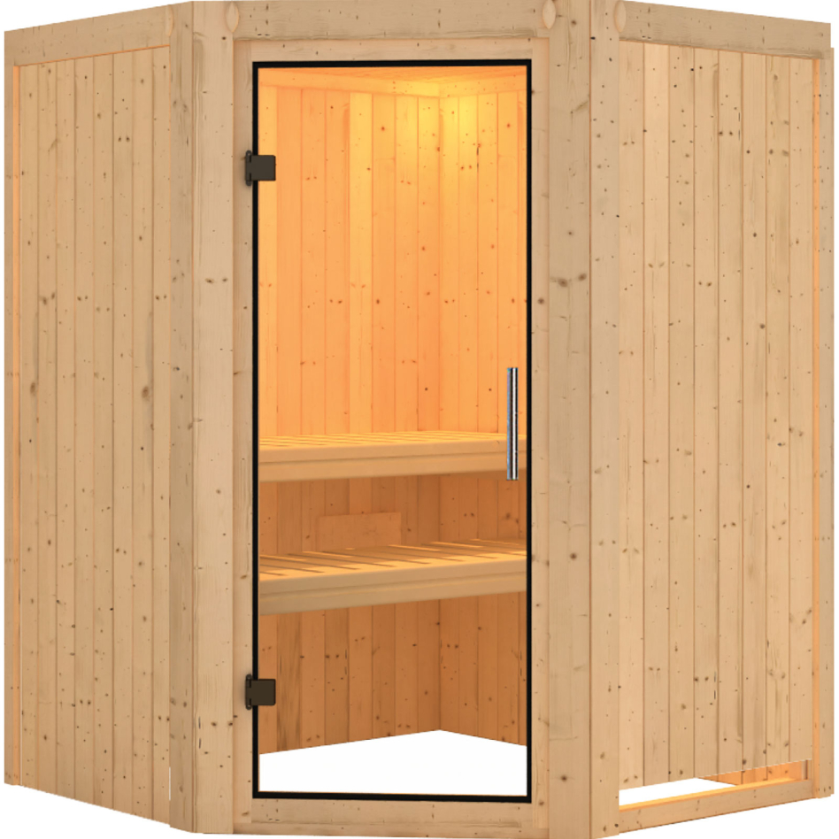 Karibu Sauna Nanja, sans poêle, Porte tout verre,sans corniche,vitrage claire