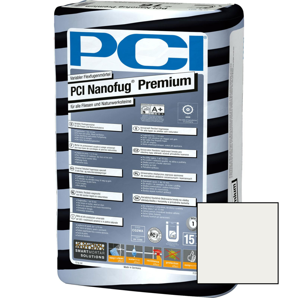 PCI Nanofug Premium Variabler Flexfugenmörtel, 15 kg, Silbergrau (Nr.16)