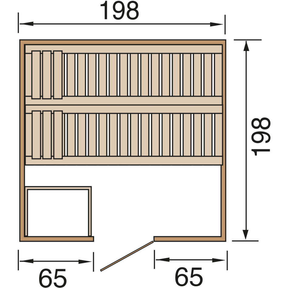 weka Sauna Massivholzsauna BERGEN Premium, Glastür, 198x198 cm