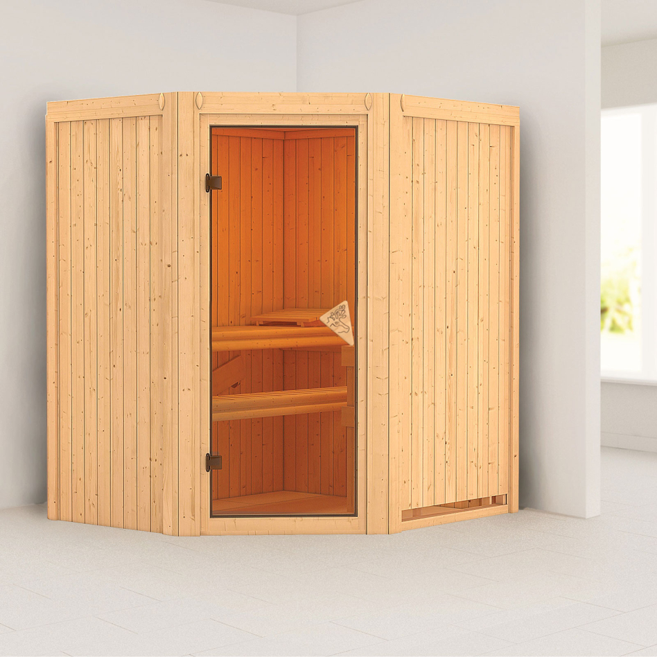 Karibu Sauna Tonja, sans poêle, bronzé,Porte tout verre,sans corniche