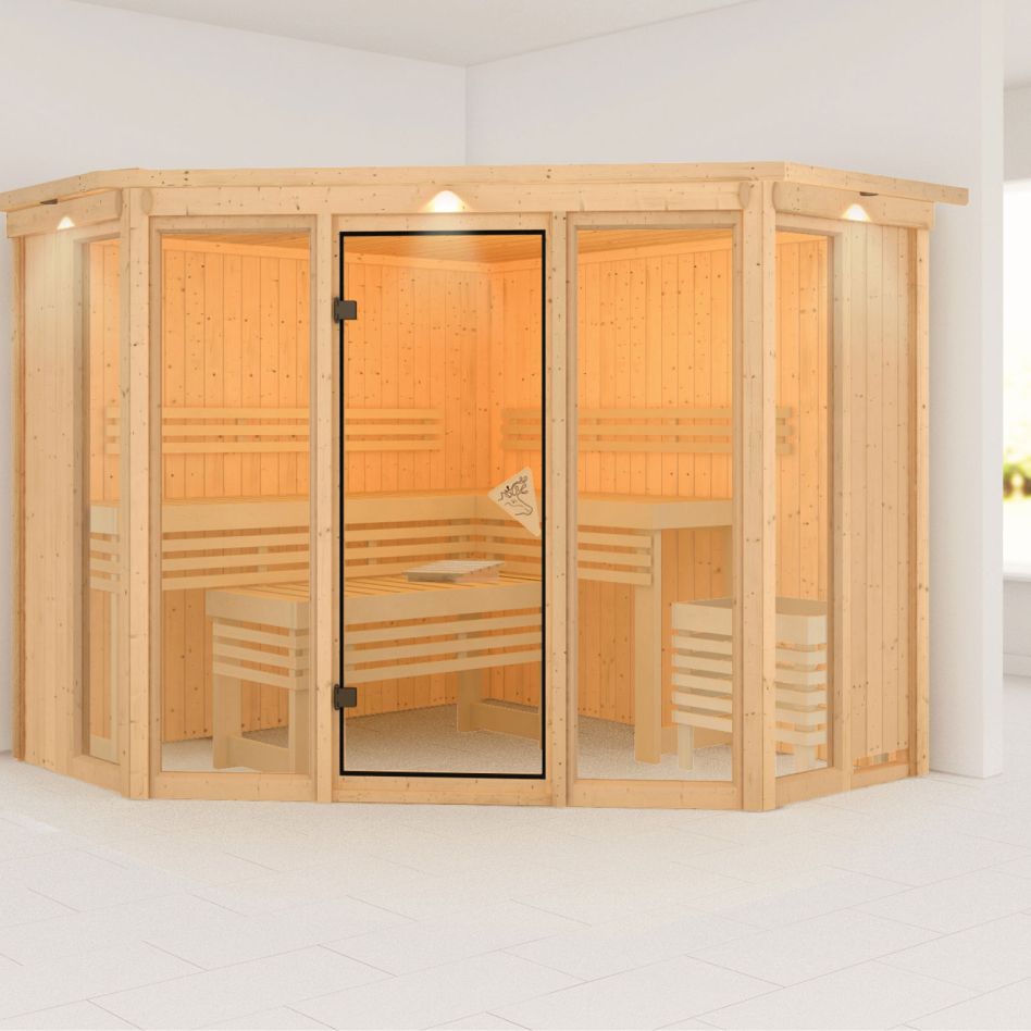 Sauna Karibu Alcinda, sans poêle, avec costière de toiture