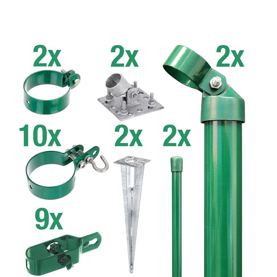 Alberts Zaunanschluss-Set für Wellengittertore an Maschendrahtzaun grün, 200 cm, 76 mm,Aufschrauben,zweiseitige Verbindung