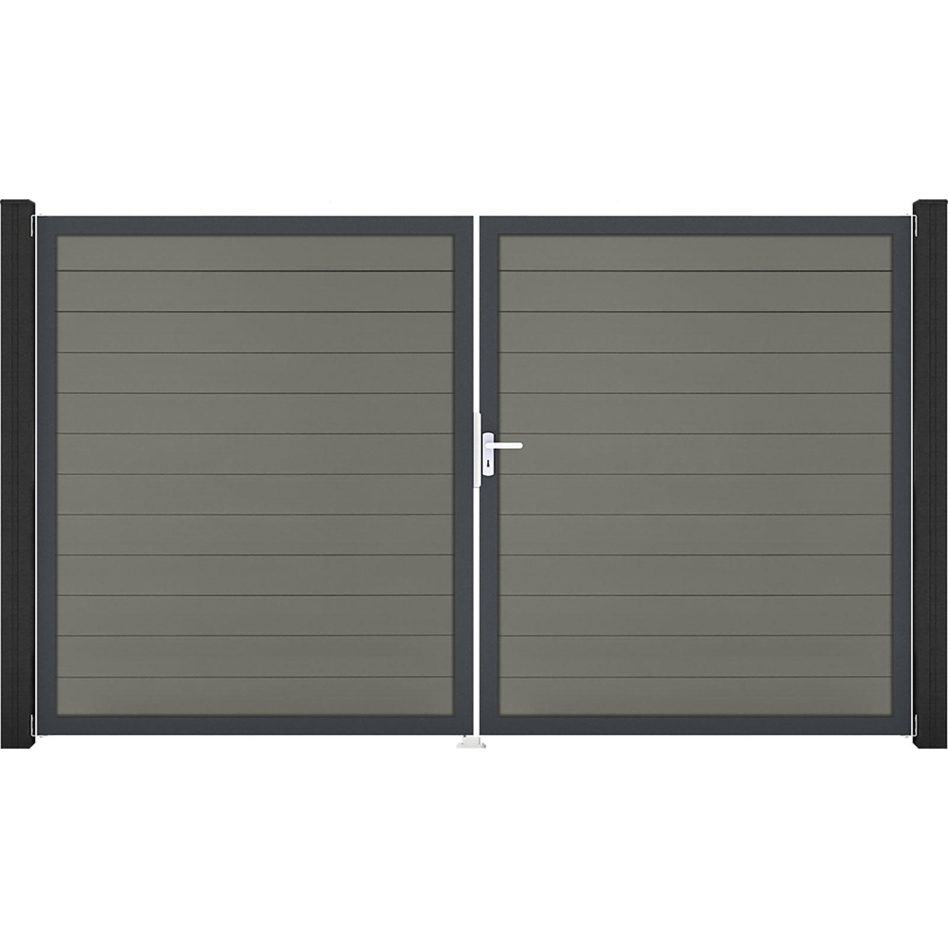 GroJa Doppeltor Solid Steckzaun Grau, DIN Rechts, Anthrazit DB 703
