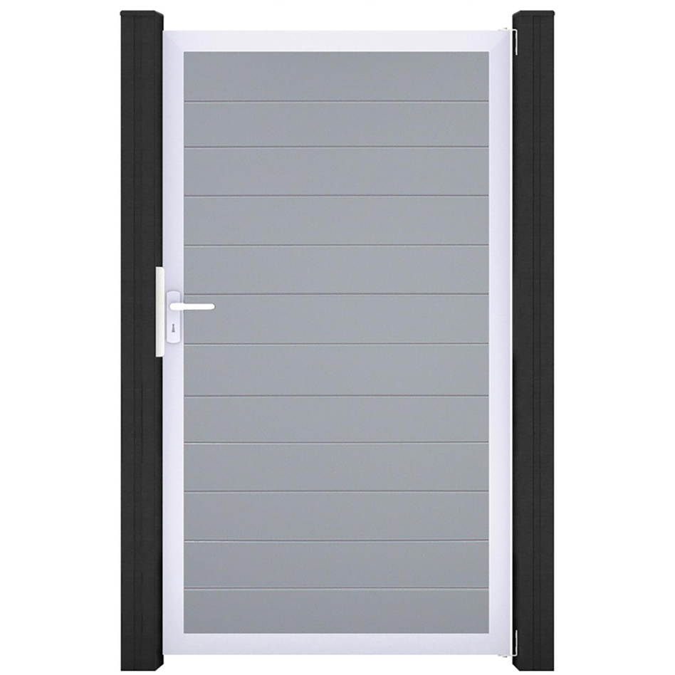 GroJa Einzeltor BasicLine schmal PVC-Steckzaun Silbergrau , Silber EV1
