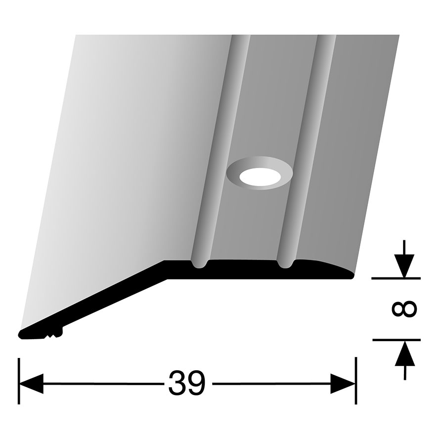 Barre de seuil d'arrêt en alu anodisé couleur argent PARKETTFREUND, 90 cm, 8 mm