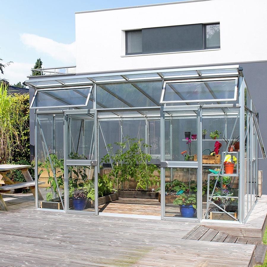 Vitavia Gewächshaus Aura Tomatenhaus Kombiverglasung Silber, 295x393x242 cm (LxBxH)