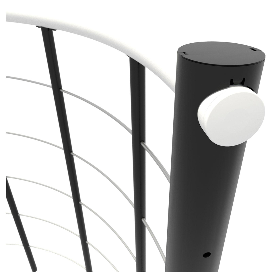 Minka balustrade noire avec câbles et main courante bois massif rond, 120 cm, Hêtre,weiß gebeizt & lackiert