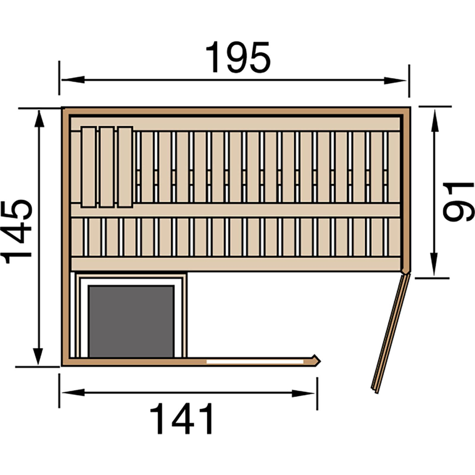 weka Sauna "Cubilis" Set, 7,5 kW-Ofen mit digitaler Steuerung