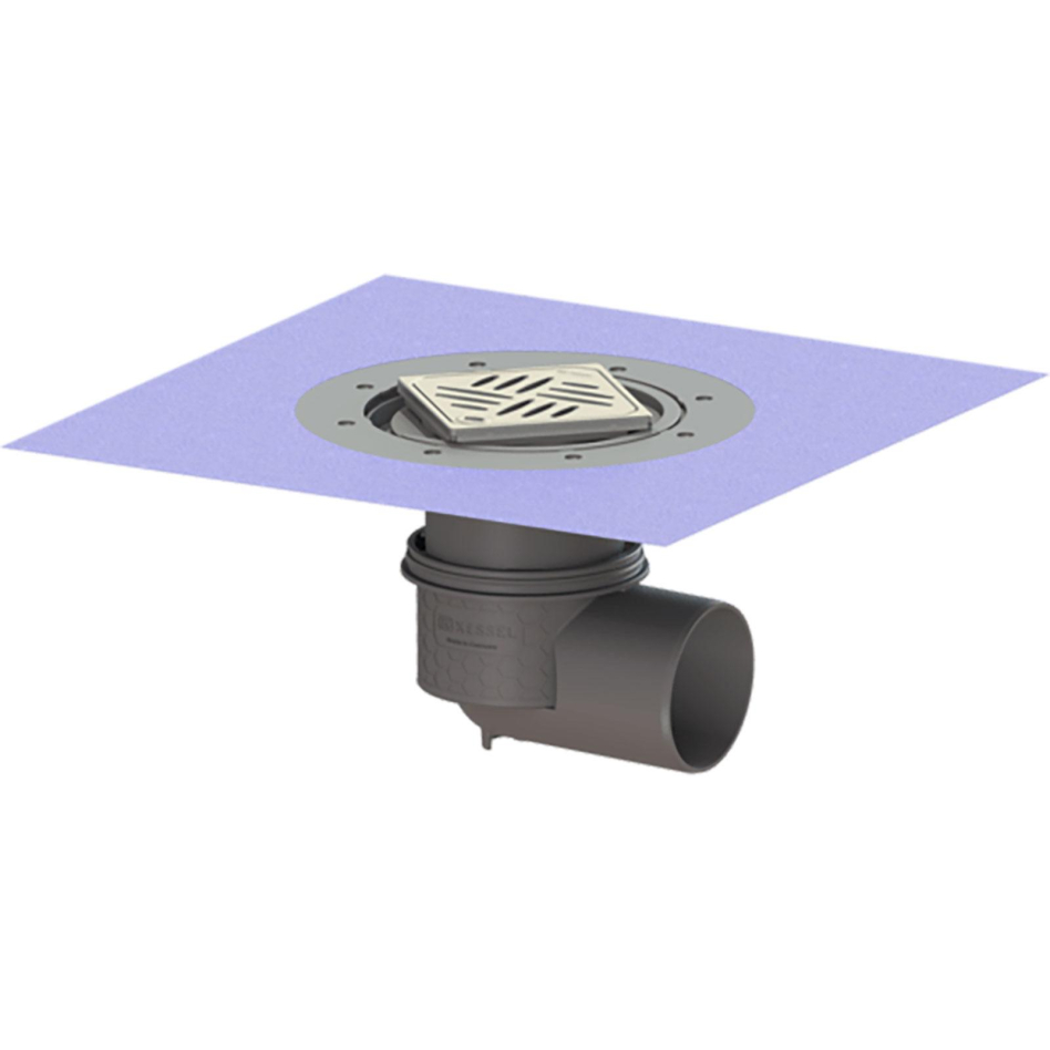 KESSEL Bodenablauf Practicus Anschlussrand Gewebematte seitlich, DN 100, Designrost Kessel