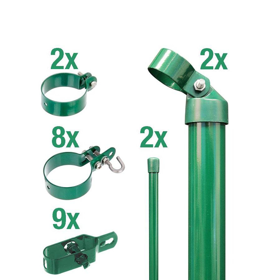 Alberts Zaunanschluss-Set für Wellengittertore an Maschendrahtzaun grün, 200 cm, 60 mm,Einbetonieren,zweiseitige Verbindung