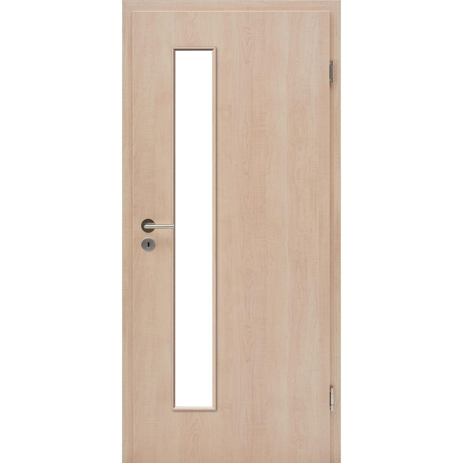 Kilsgaard Zimmertür mit Lichtausschnitt schmal schloßseitig Nova Ahorn Lamikor Typ 43/LA S-05 Rundkante, DIN Links, 985x2110 mm