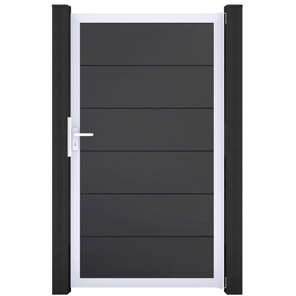 GroJa Einzeltor BasicLine PVC-Steckzaun Anthrazit , Silber EV1