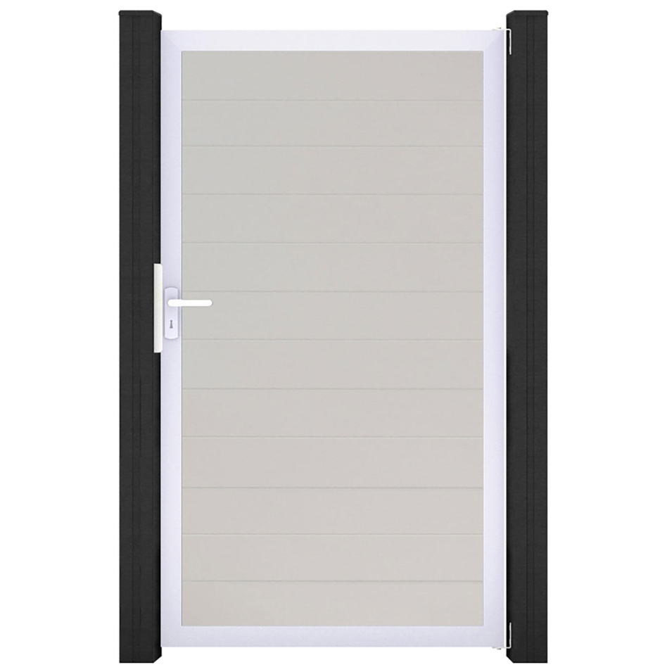GroJa Einzeltor BasicLine schmal PVC-Steckzaun Weiß , Silber EV1
