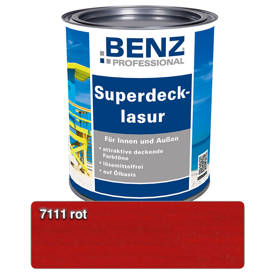BENZ PROFESSIONAL Superdecklasur Holzschutzmittel, 2,5 l, Rot