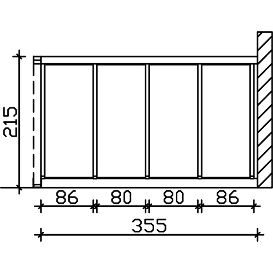 Skan Holz Seitenwand Polycarbonat Wandanbau Eiche Hell, 355x200 cm