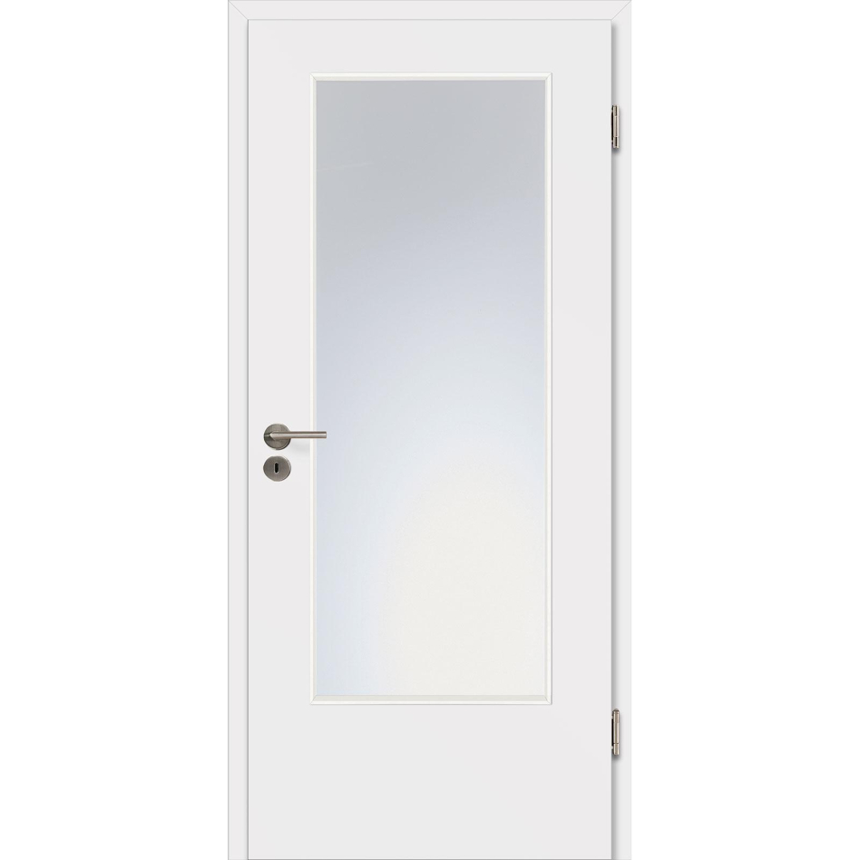 Kilsgaard Zimmertür mit Lichtausschnitt Rauchweiß Lamikor Typ 43/LA Rundkante, DIN Rechts, 860x2110 mm