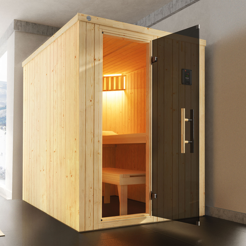 weka Sauna Elementsauna KAARINA Fichte, mit Ganzglastür & ohne Fenster