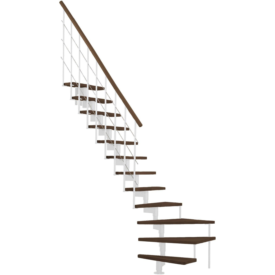 Minka escalier compact Style Turn 1/4 tournant blanc escalier gain de place, Walnuss gebeizt & lackiert