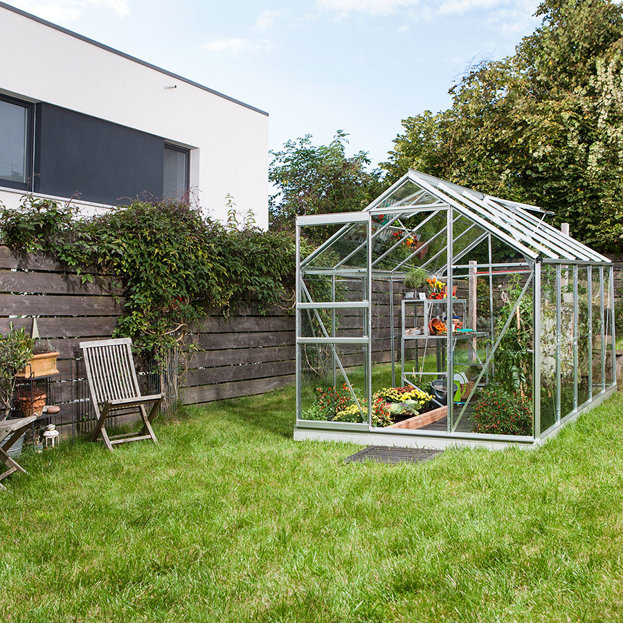 Vitavia Gewächshaus Venus Tomatenhaus Silber, 3 mm, 321x195x197 cm (LxBxH),ESG (Einscheibensicherheitsglas, kristallklar)