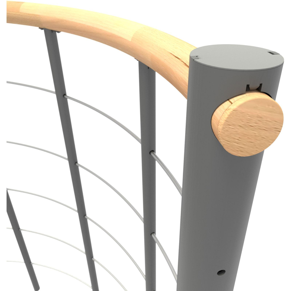 Minka balustrade grise avec câbles et main courante bois massif rond, 120 cm, Hêtre,laqué