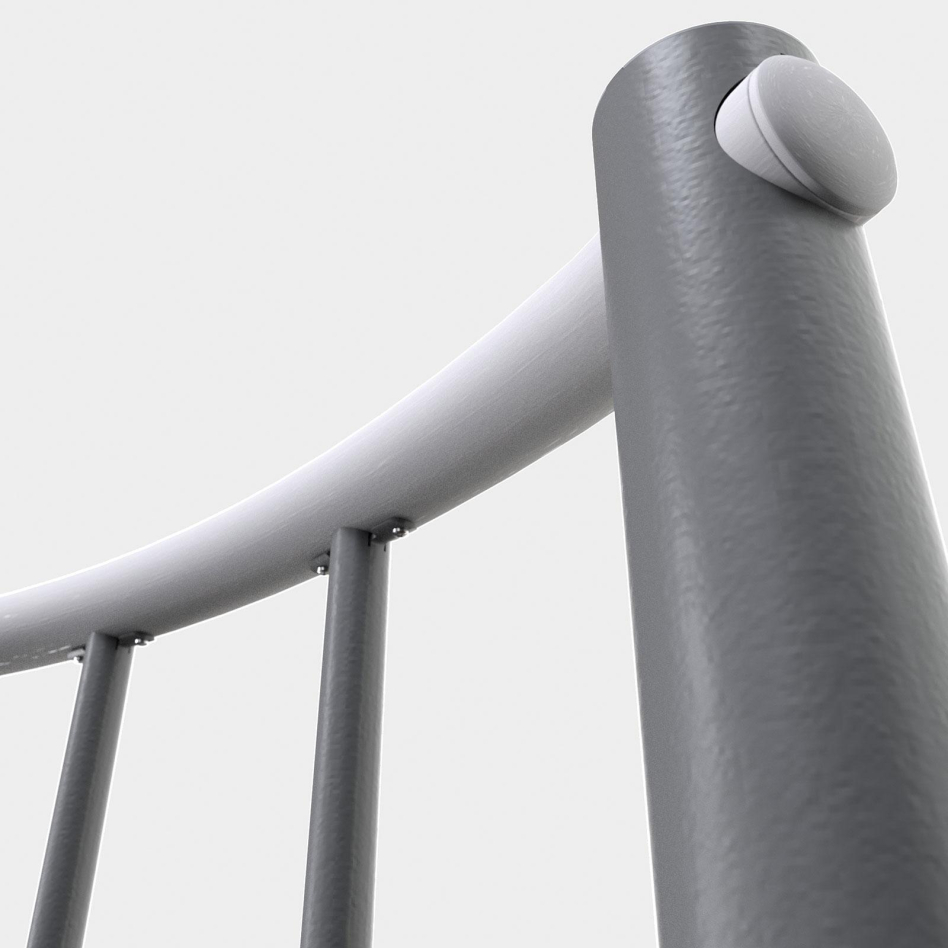 Minka balustrade grise avec barres verticales et main courante bois rond, 140 cm, Hêtre,weiß gebeizt & lackiert