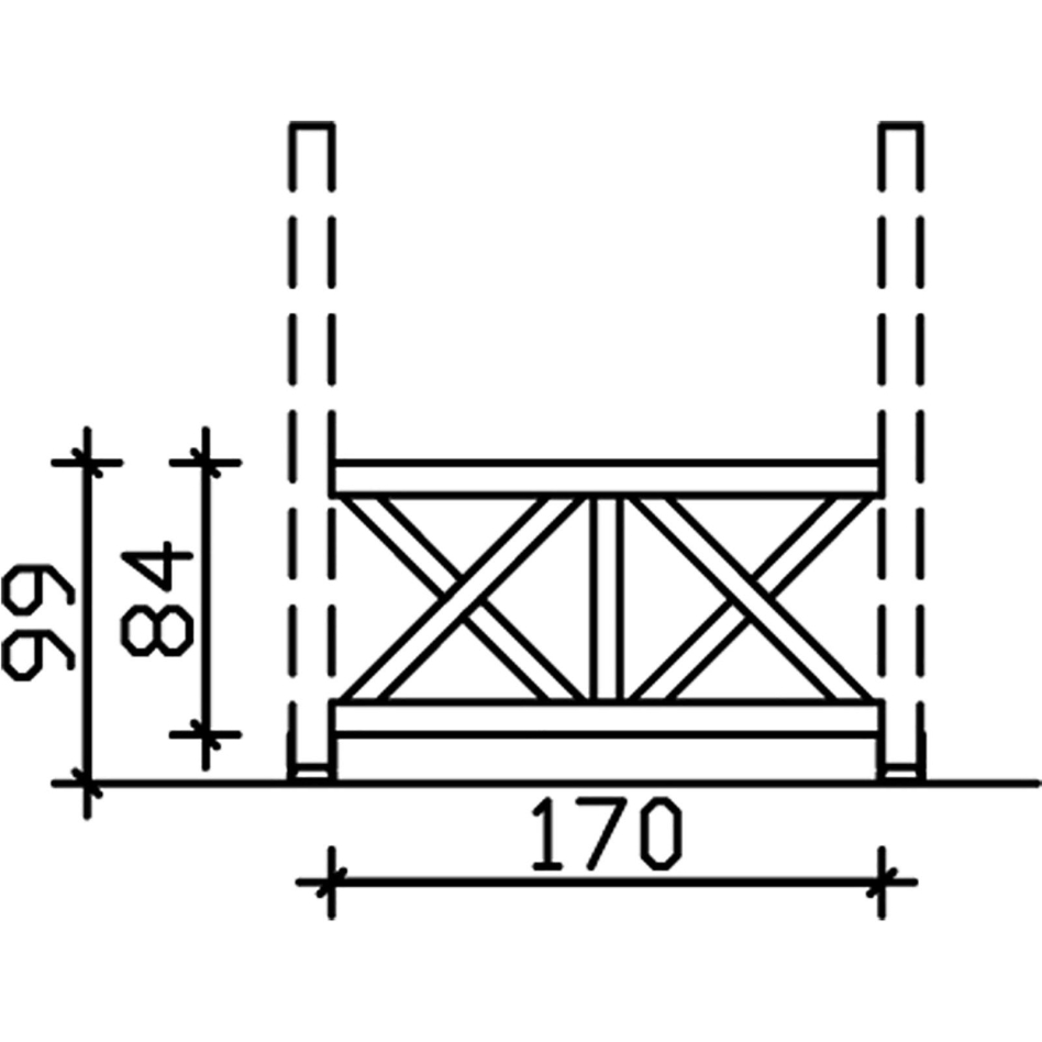 Skan Holz Brüstung Andreaskreuz, für 4-Eck Pavillons und Terrassenüberdachungen, Weiß, 170 cm