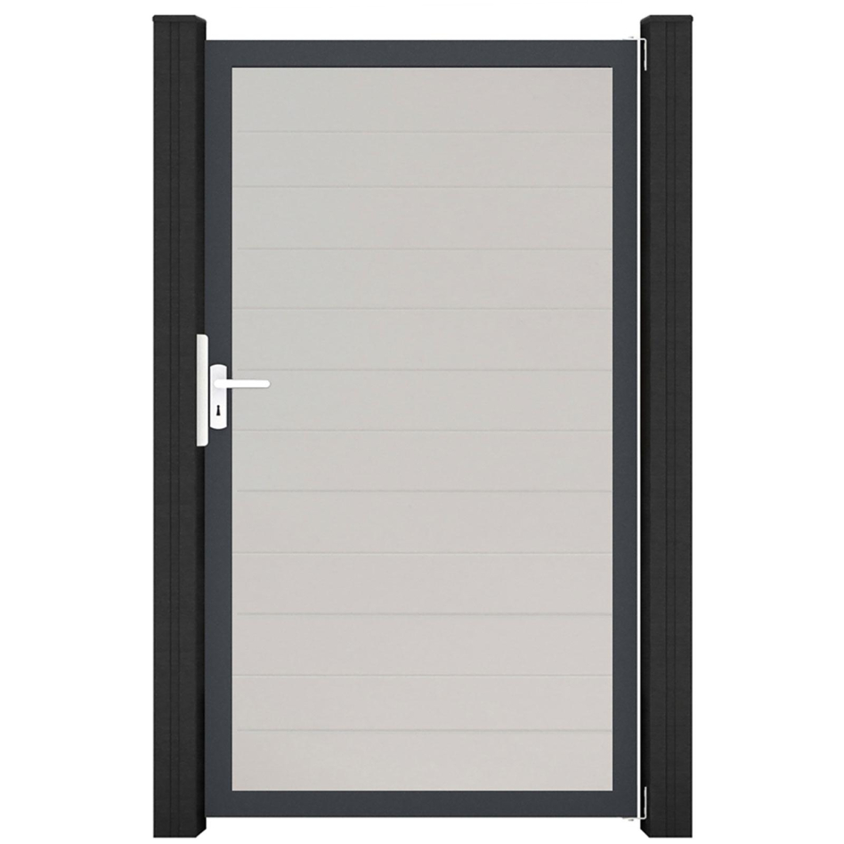 GroJa Einzeltor BasicLine schmal PVC-Steckzaun Weiß , Anthrazit DB 703