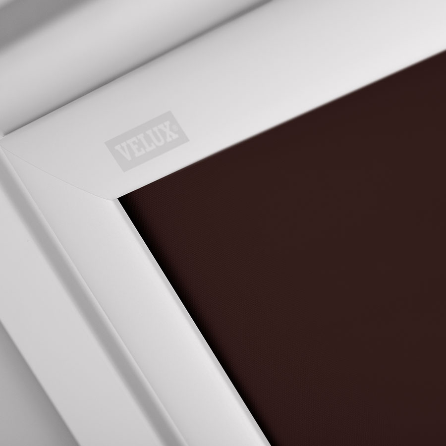 VELUX Verdunkelungsrollo Uni Dunkelbraun 4559, CK02, GEL,Manuell,VELUX,weiße Schiene