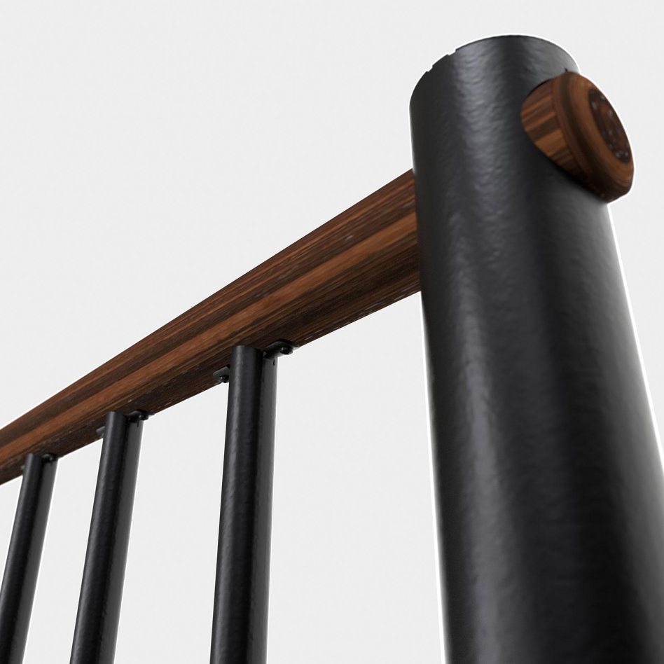 Minka balustrade noire avec barres verticales et main courante bois droit, Walnuss gebeizt & lackiert, Hêtre