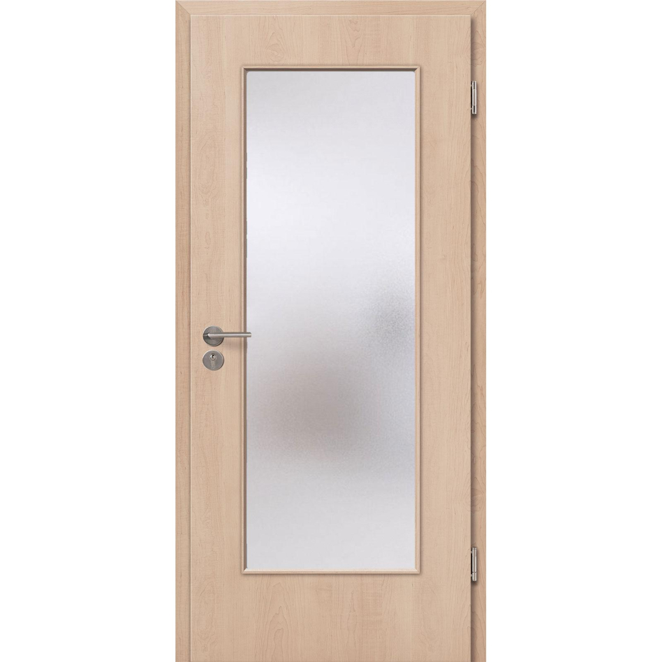 Kilsgaard Zimmertür mit Lichtausschnitt/Glas Nova Ahorn Lamikor Typ 43/LA Rundkante, DIN Rechts, 860x2110 mm,Chinchilla (ESG)