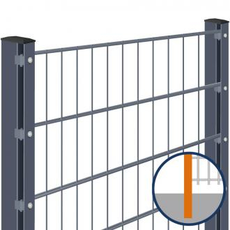 Wellker Doppelstabmattenzaun zum Einbetonieren Rundum-sorglos-Paket Anthrazit Komplettset, Abdeckleiste, 1030 mm,55 m,6/5/6 mm,gerade - Metall