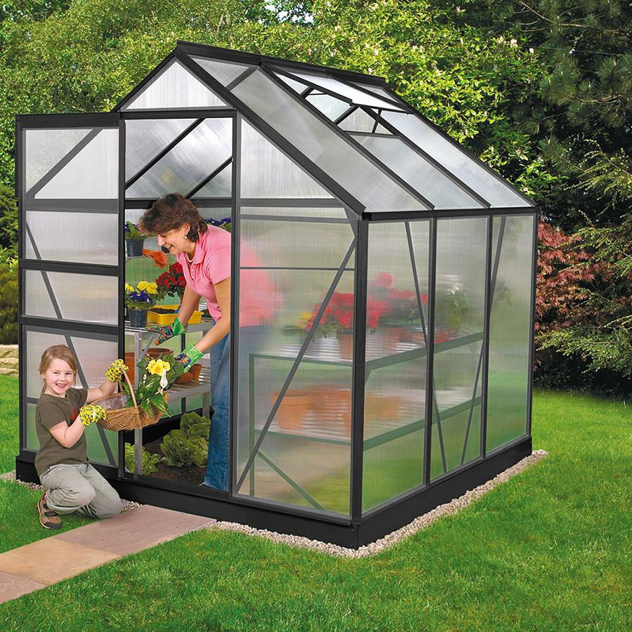 Vitavia Gewächshaus Venus Tomatenhaus Schwarz, 6 mm, 195x195x197 cm (LxBxH),HKP (Hohlkammerplatten)