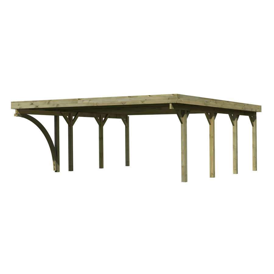 Karibu Doppelcarport Classic mit Rundbogen Unterstand, Stahl-Dachplatten, 1 Rundbogen,598x670 cm