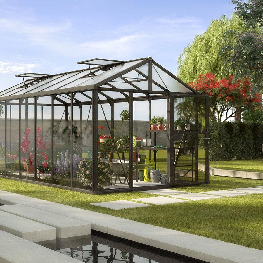 Vitavia Gewächshaus Zeus Tomatenhaus Schwarz Kombiverglasung, 540x258x250 cm (LxBxH)