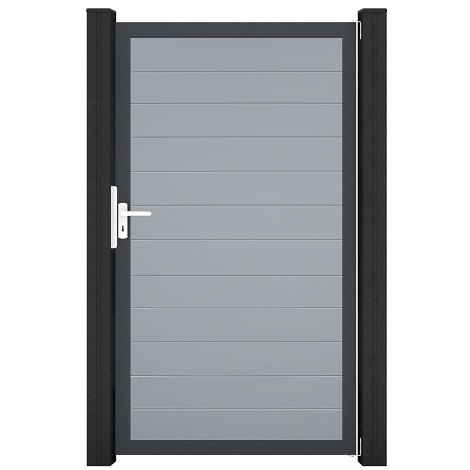 GroJa Einzeltor BasicLine schmal PVC-Steckzaun Silbergrau , Anthrazit DB 703