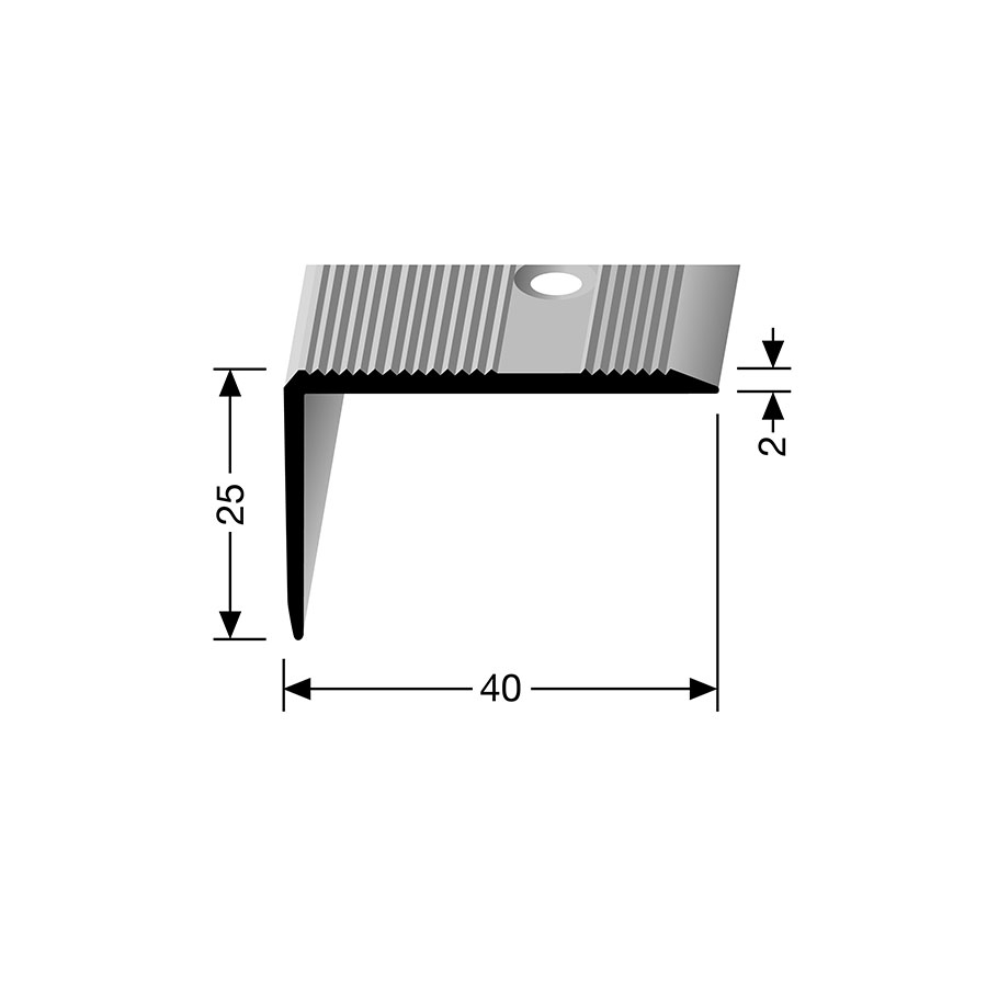 PARKETTFREUND Winkelprofil Alu eloxiert Sand Schrauben und Dübel Übergangsschiene grau, 200 cm, 25 mm Image