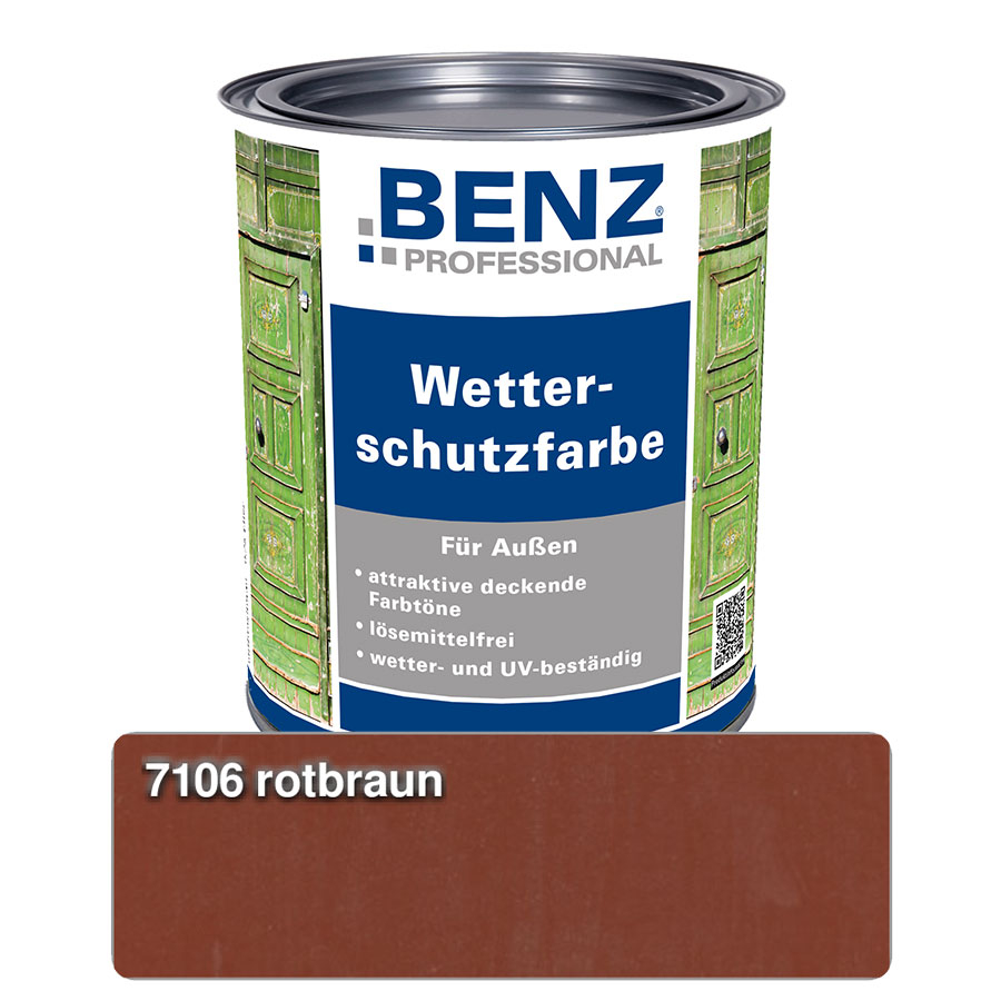 BENZ PROFESSIONAL Wetterschutzfarbe Holzschutzmittel , 2,5 l, Rotbraun