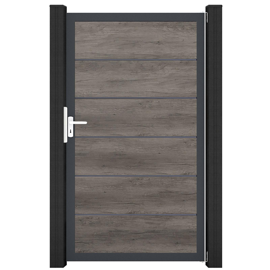 GroJa Einzeltor BasicLine Premium PVC-Steckzaun Monument Oak , Anthrazit DB 703