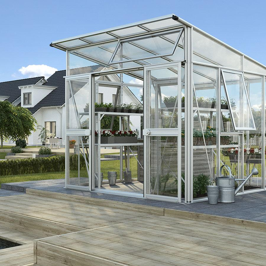 Vitavia Gewächshaus Aura Tomatenhaus Kombiverglasung Silber, 295x267x242 cm (LxBxH)