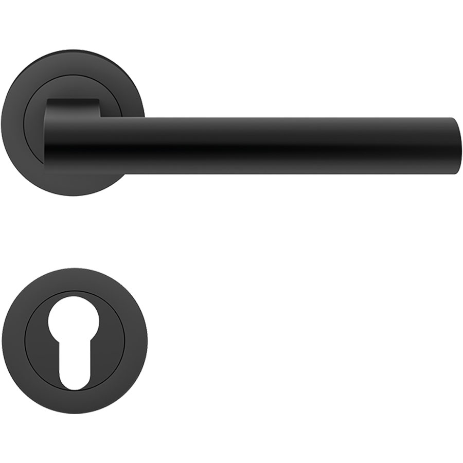 Karcher Türgriff-Garnitur Madeira ER45 Kosmos Schwarz Türklinke, Profilzylinder