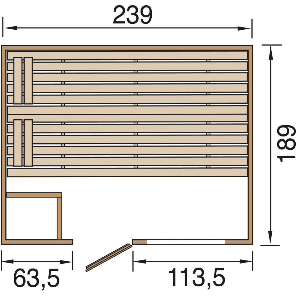 Weka Sauna Valida 2 mit Zusatzfenster, 239 x 203 x 189 cm