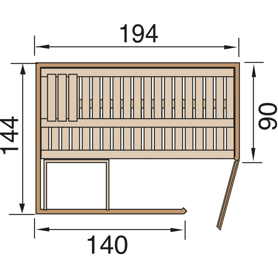 weka Sauna Ecksauna VARBERG Fichte, Holztür, 194x144 cm