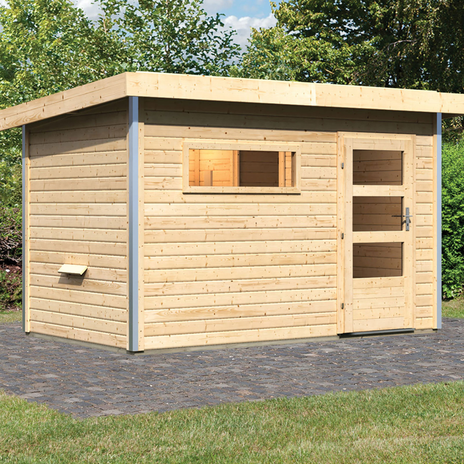 Karibu maison de sauna Skrollan 1 naturel (non traité), sans poêle, vitrage claire