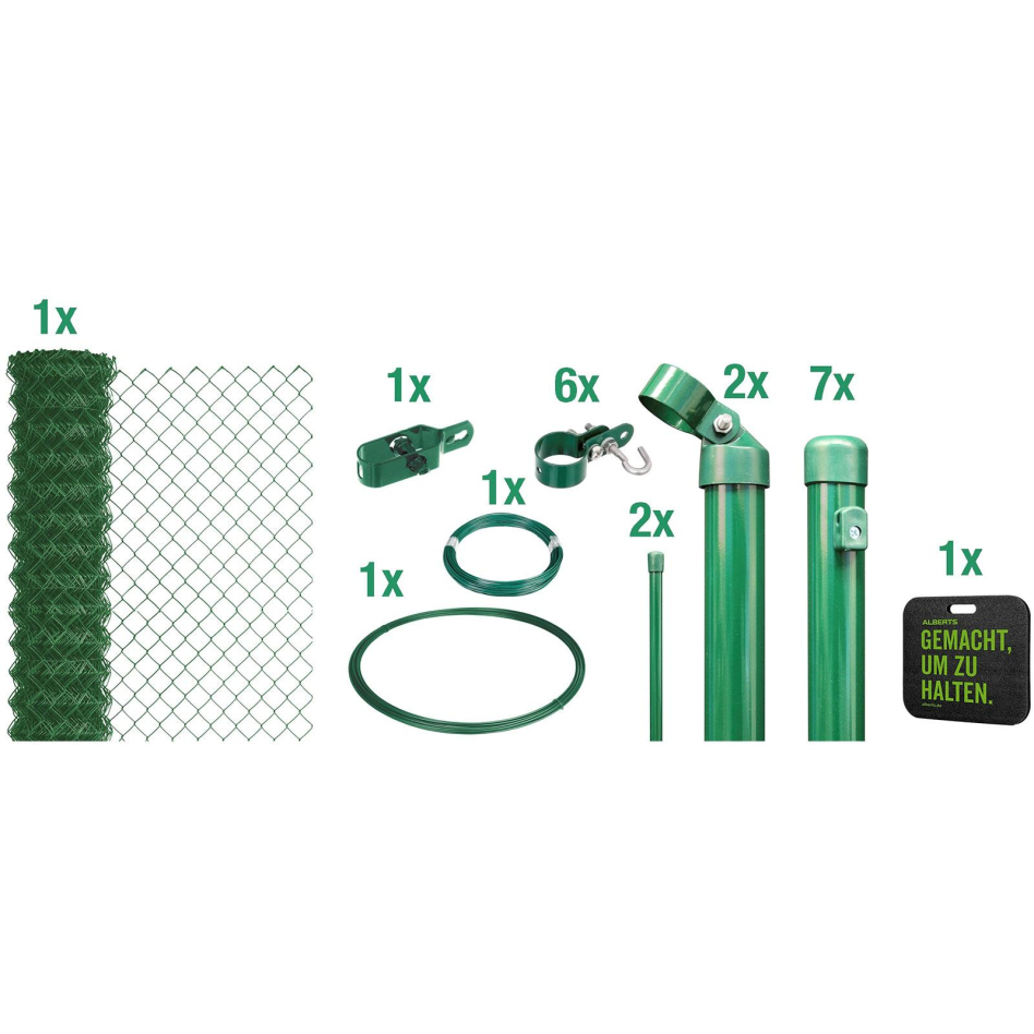 Alberts Maschendrahtzaun Set grün, 100 cm, 15 m,Einbetonieren
