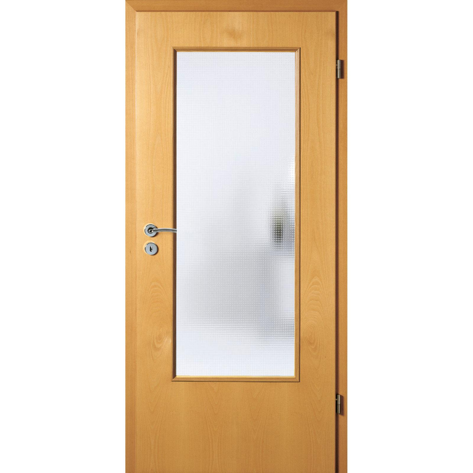 Kilsgaard Zimmertür mit Lichtausschnitt/Glas Buche Lamikor Typ 43/LA Rundkante, DIN Rechts, 735x2110 mm,Mastercarré (ESG)