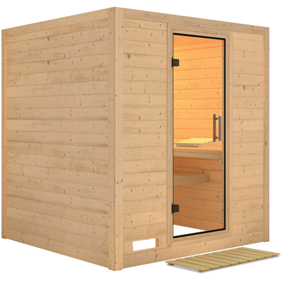 Karibu Sauna Mojave, sans poêle, Porte tout verre,sans corniche,vitrage claire