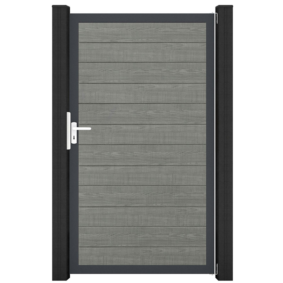 GroJa Einzeltor BasicLine schmal PVC-Steckzaun Grey Ash Cut , Anthrazit DB 703