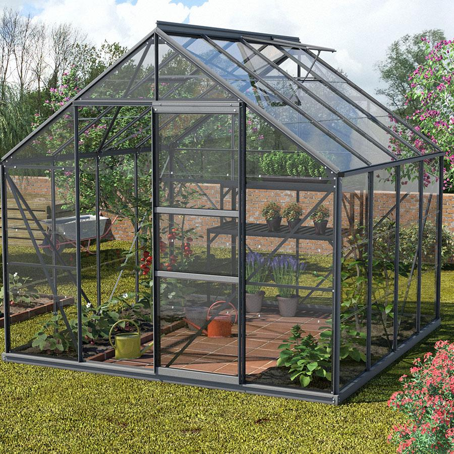 Vitavia Gewächshaus Merkur Tomatenhaus Schwarz, 3 mm, 258x257x232 cm (LxBxH),ESG (Einscheibensicherheitsglas, kristallklar)