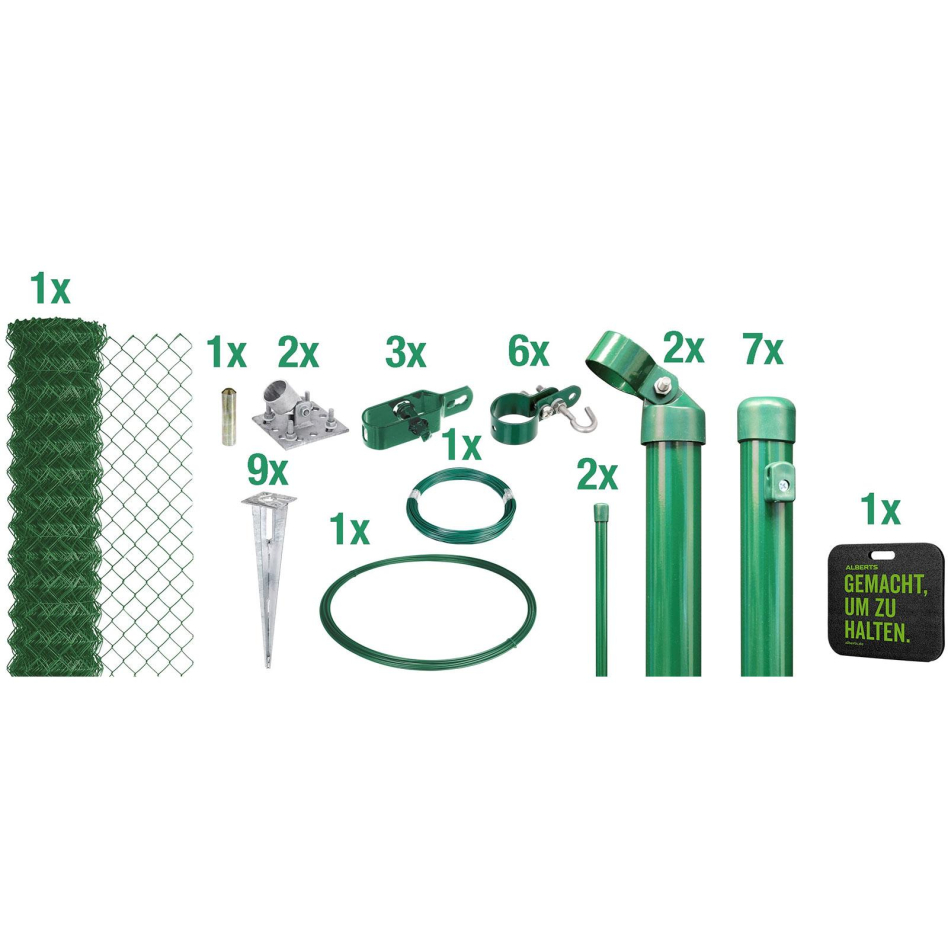 Alberts Maschendrahtzaun Set grün, 150 cm, 15 m,Aufschrauben